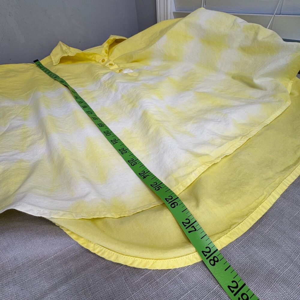 Crown & Ivy Women’s XL Bright Yellow White Tie-Dye Long Sleeve Hi-Lo Shirt - Picture 6 of 8